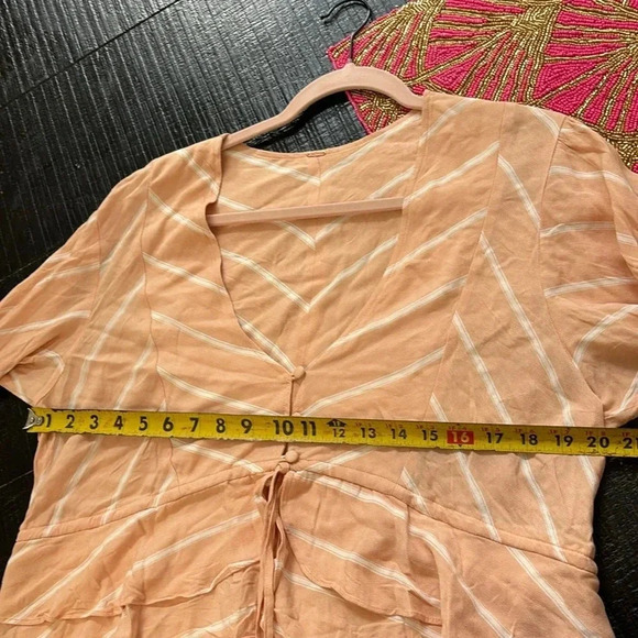 Free People Samifran Long Sleeve Petal Combo Peach Ruffle Top Women Size L - Picture 13 of 15